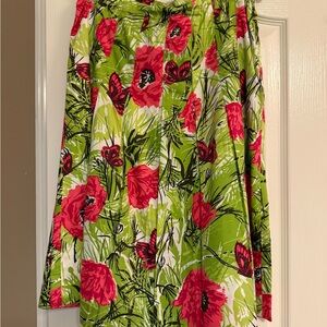 Floral Green and Red Women's Skirt
